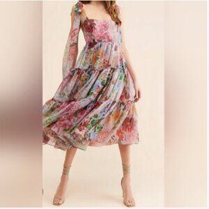 Anthropologie Geisha Designs Floral Midi Dress size 4
